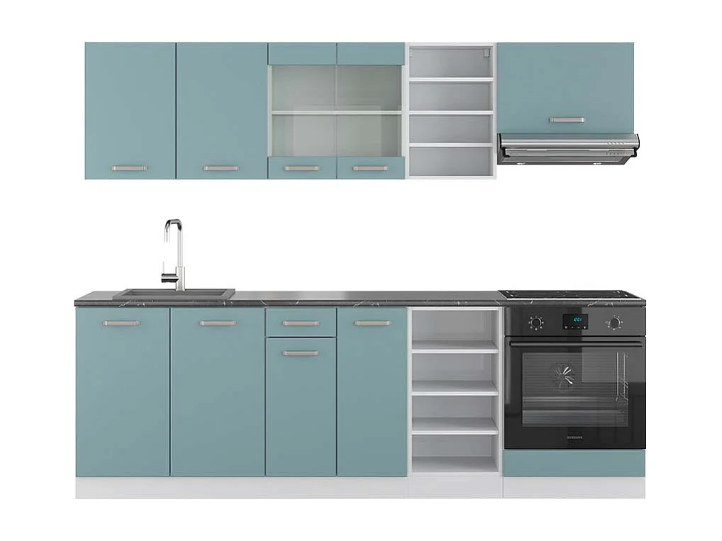 Cucina componibile blu-grigio/bianco 240x60x81.6 r-line