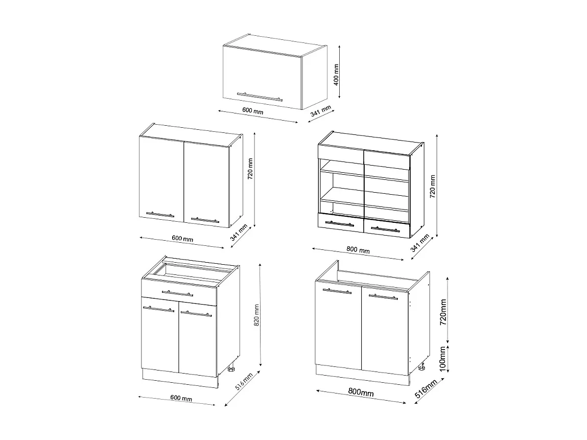 Cuisine vert-or landhaus/blanc 200x60x81.6 fame-line