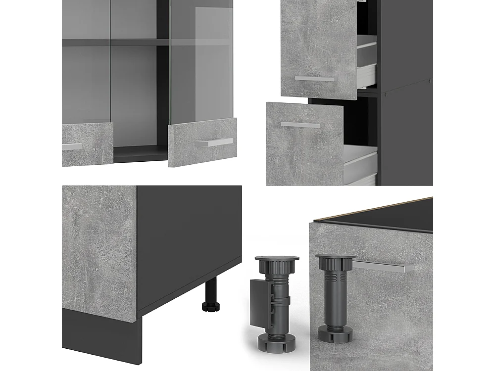 Cucina completa  calcestruzzo/antracite 350x60x81.6 r-line