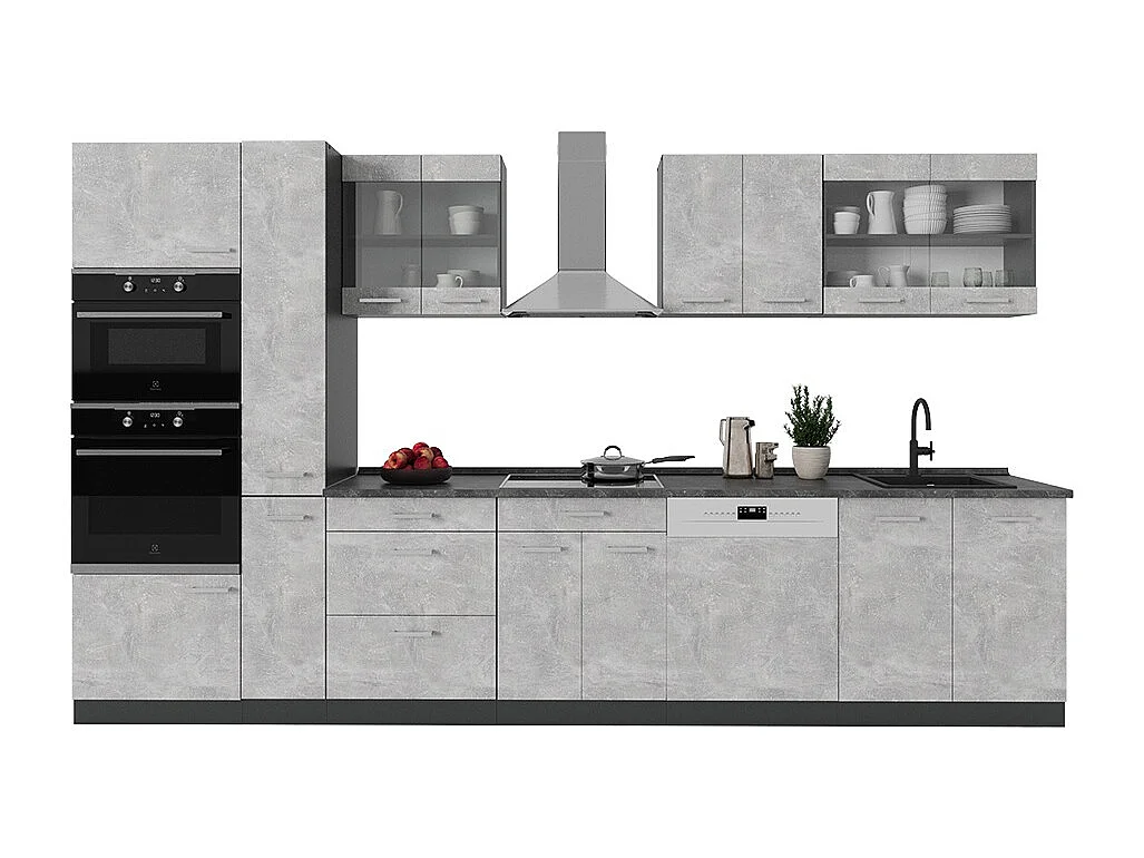 Cuisine complète  béton/anthracite 350x60x81.6 r-line