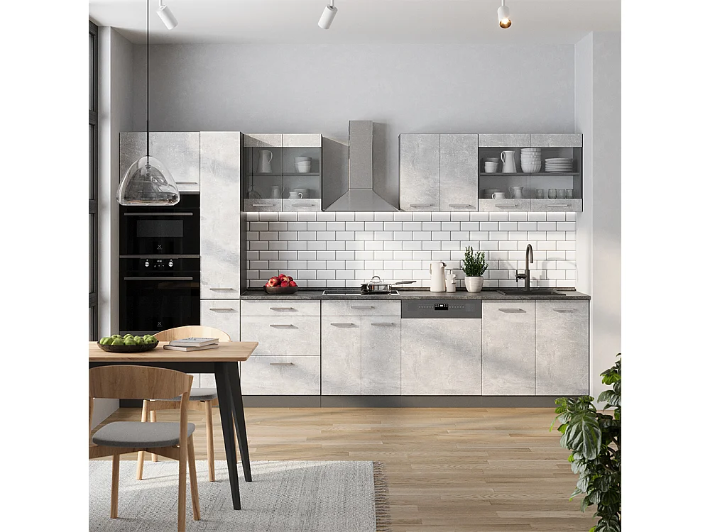 Cuisine complète  béton/anthracite 350x60x81.6 r-line