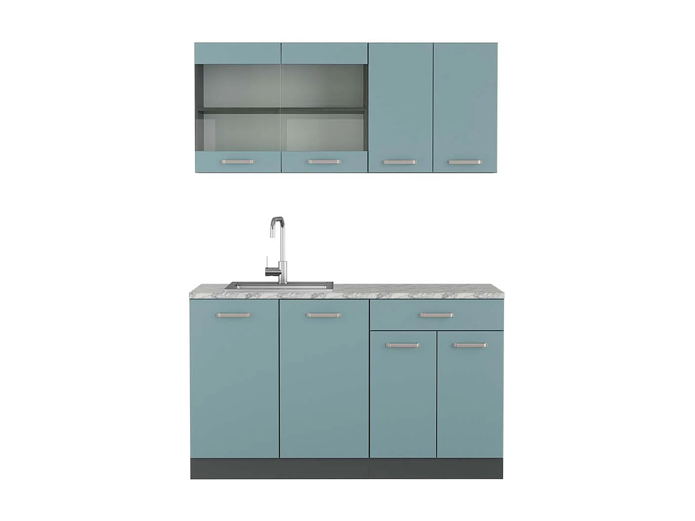 Cocina versátil gris azulado/antracita 140x60x81.6 r-line