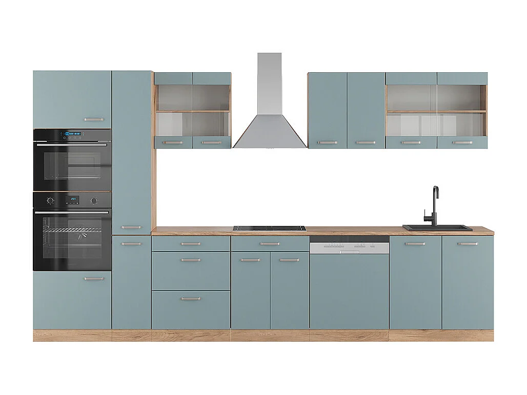 Cuisine bleu-gris/chêne doré 350x60x81.6 r-line