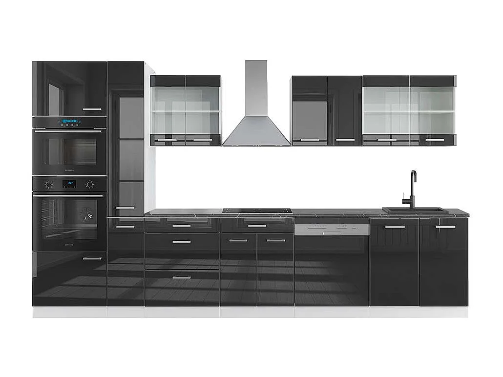 Ligne de cuisine anthracite brillant/blanc 350x60x81.6 r-line
