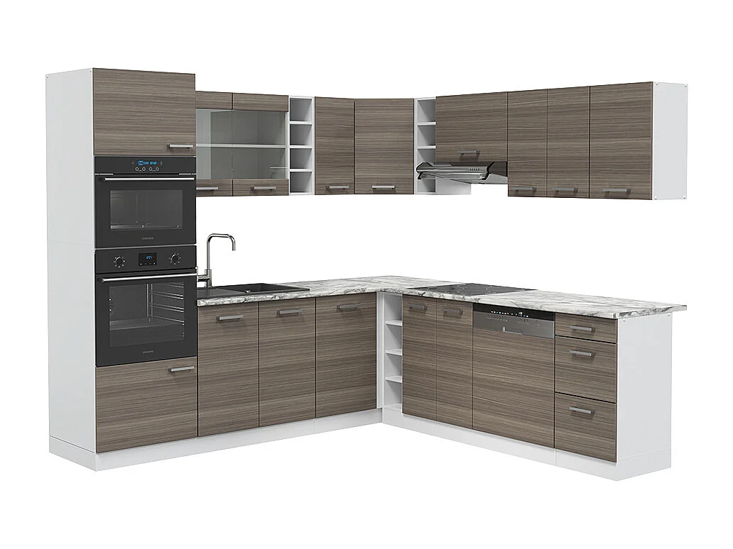Cuisine en angle gris noble/blanc 247x46x81.6 r-line