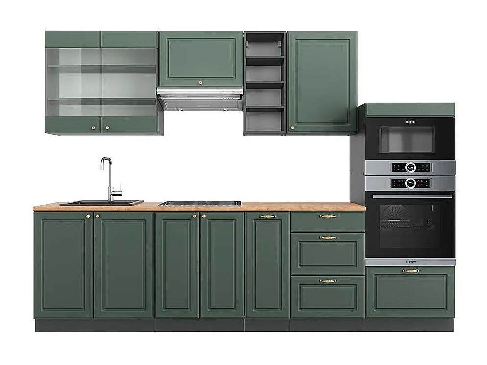 Cuisine vert et or campagne/anthracite 280x60x81.6 fame-line