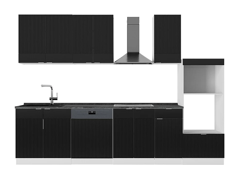 Cuisine noir rayé/blanc 300x60x81.6 fame-line