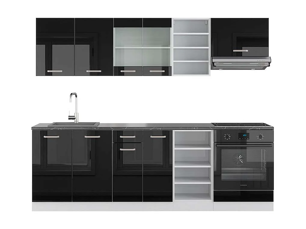 Cuisine noir brillant/blanc 240x60x81.6 r-line