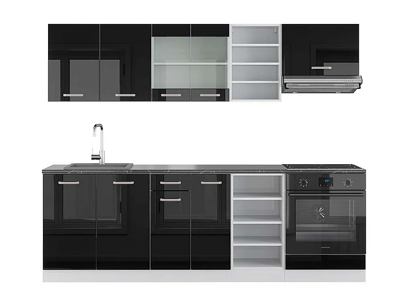 Cuisine noir brillant/blanc 240x60x81.6 r-line