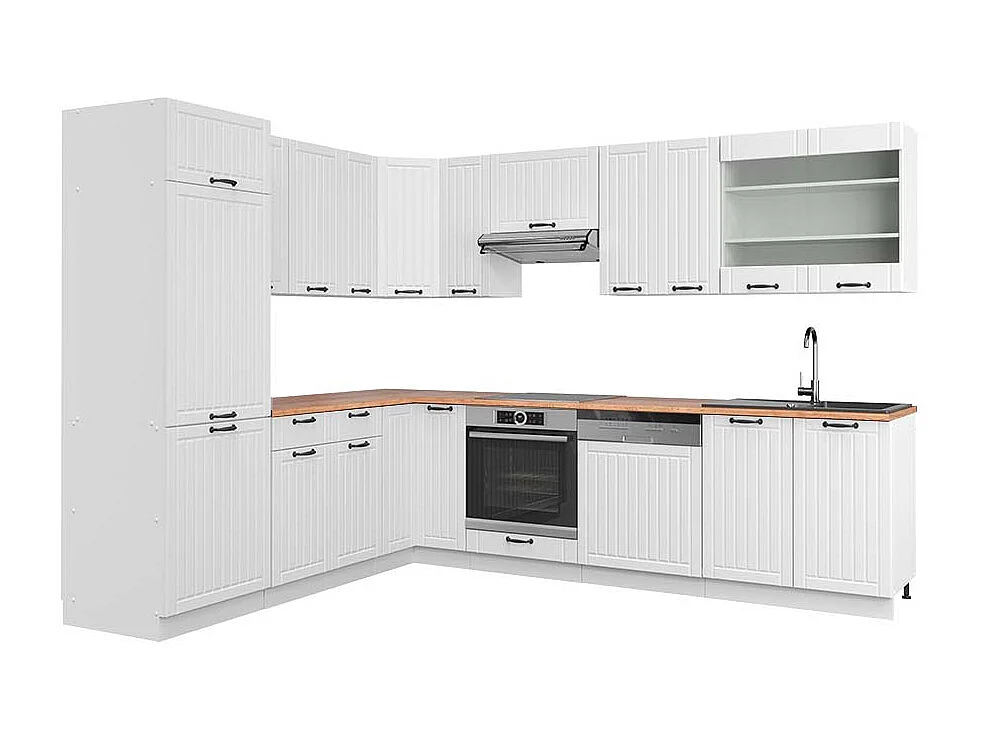 Cuisine en angle blanc campagne/blanc 287x60x81.6 fame-line