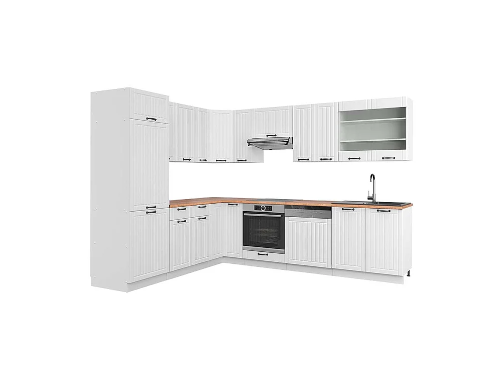 Cuisine en angle blanc campagne/blanc 287x60x81.6 fame-line