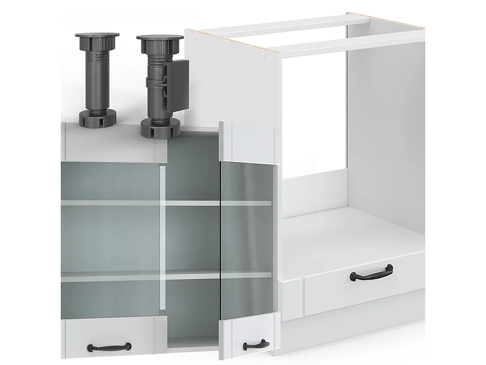 Cuisine en angle blanc campagne/blanc 287x60x81.6 fame-line
