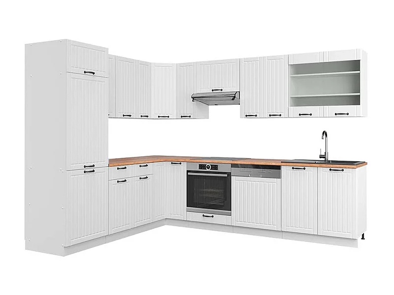 Cuisine en angle blanc campagne/blanc 287x60x81.6 fame-line