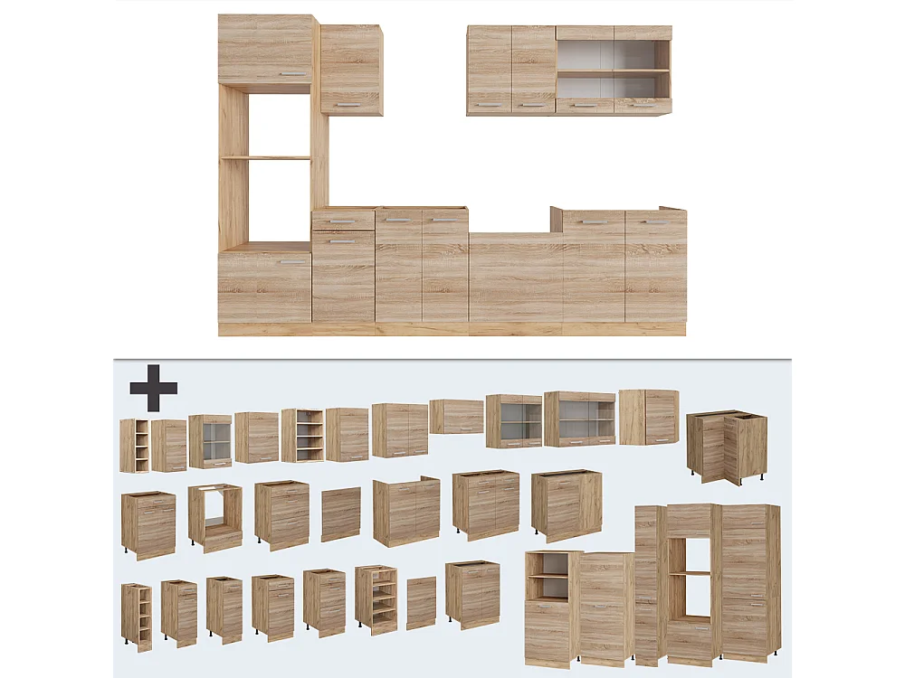 Mueble de cocina roble sonoma/goldkraft 300x46x81.6 r-line