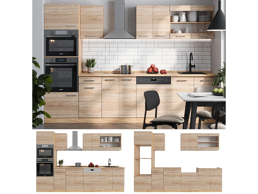 Kitchenette carvalho sonoma/goldkraft 300x46x81.6 r-line
