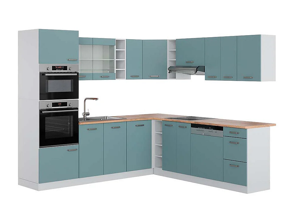 Cuisine en angle bleu-gris/blanc 247x60x81.6 r-line