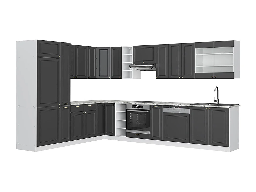 Cuisine en angle anthracite-or/blanc 347x60x81.6 fame-line
