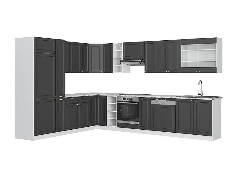 Cuisine en angle anthracite-or/blanc 347x60x81.6 fame-line