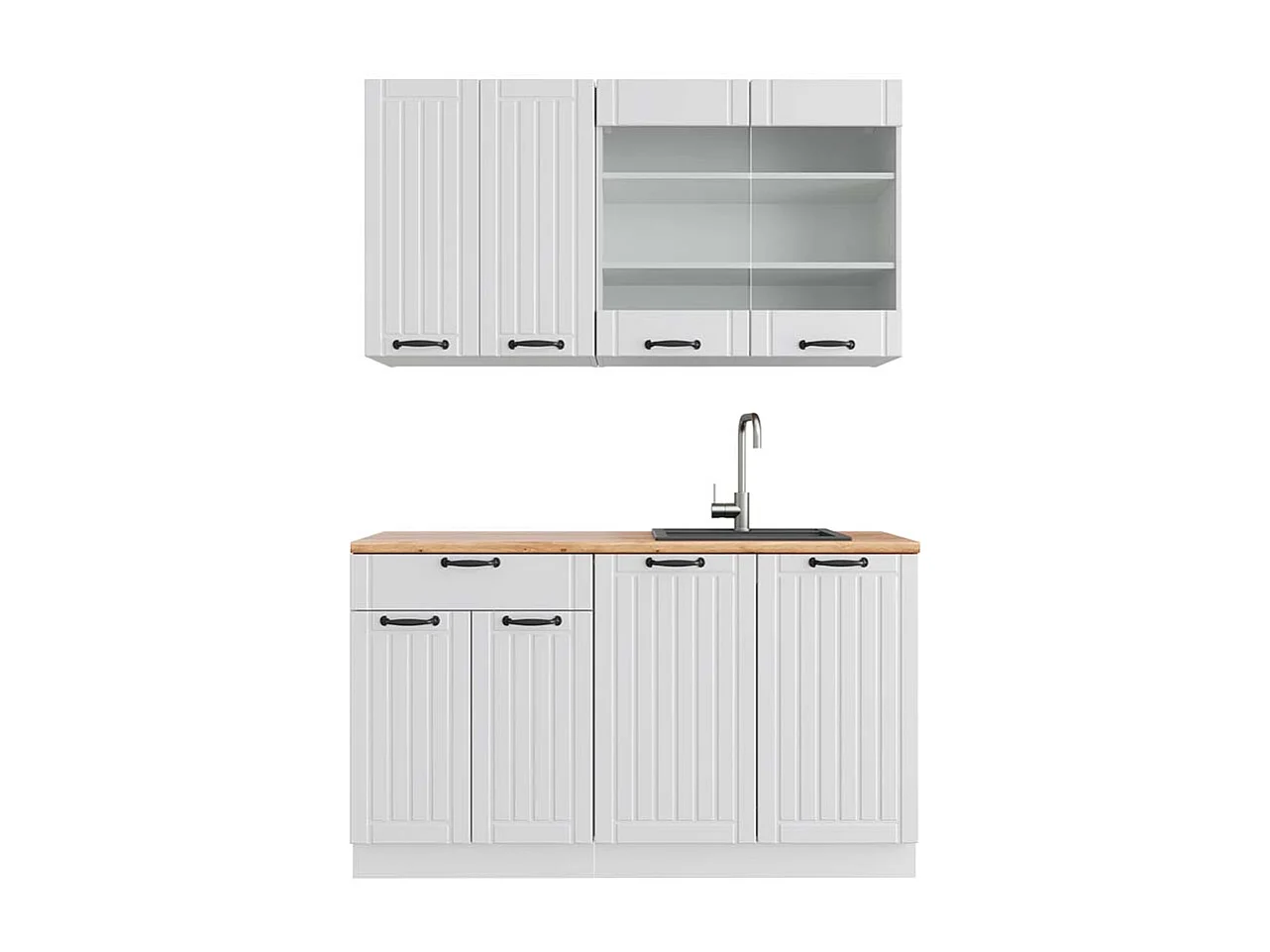 Singleküche weiß landhaus/weiß 140x60x81.6 fame-line