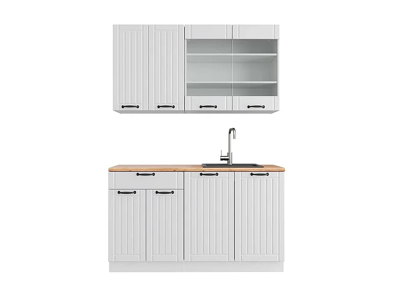 Singleküche weiß landhaus/weiß 140x60x81.6 fame-line