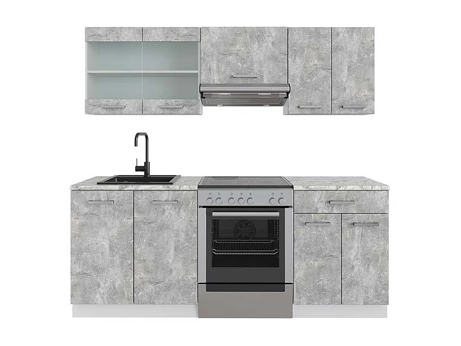 Cucina componibile cemento/bianco 200x60x81.6 r-line