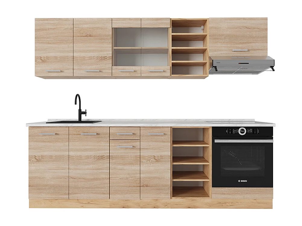 Cucina componibile rovere sonoma/goldkraft 240x60x81.6 r-line