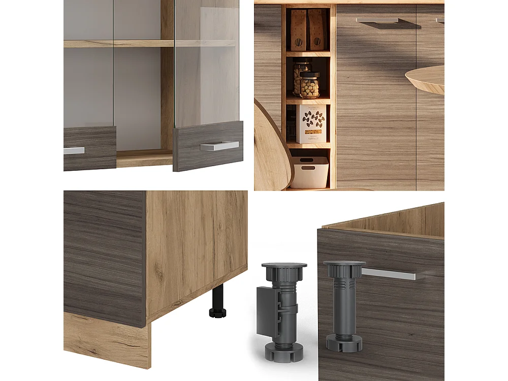 Cocina versátil gris noble/roble dorado 160x60x81.6 r-line