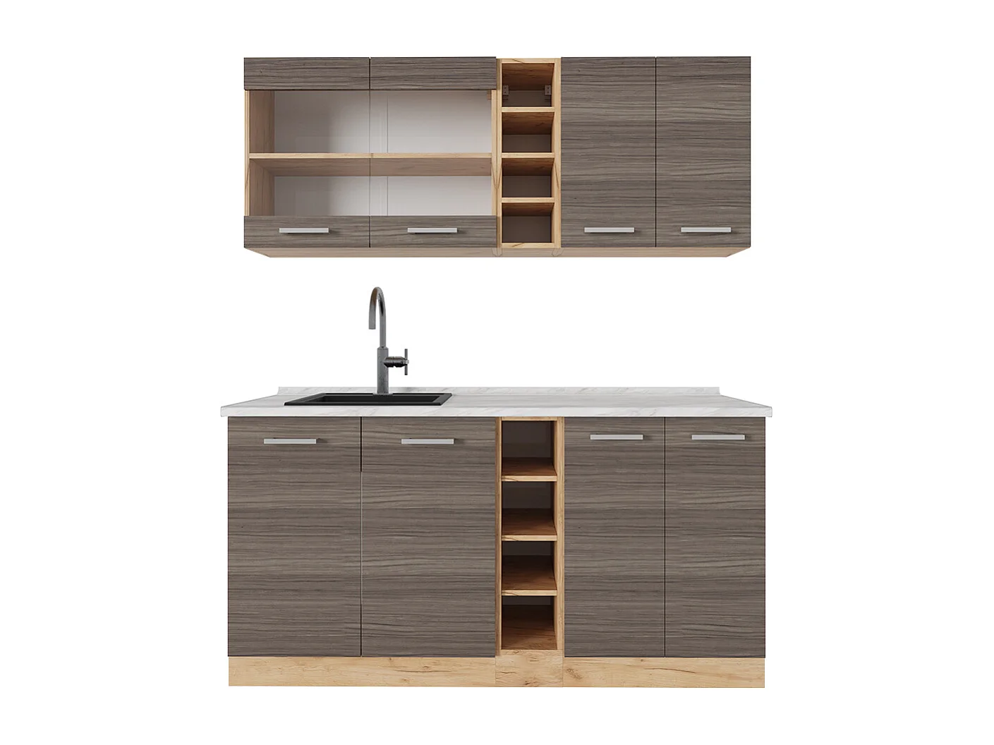 Cuisine gris noble/chêne doré 160x60x81.6 r-line