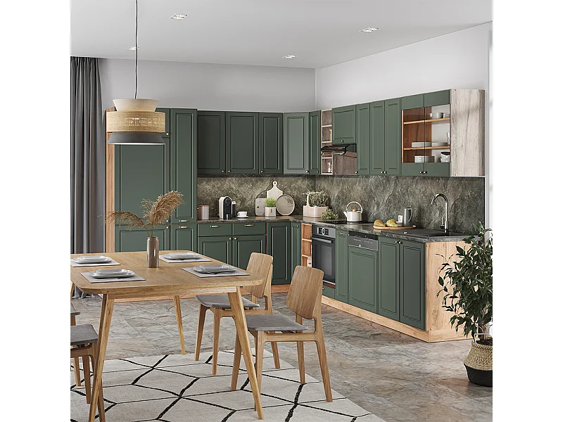 Cocina esquinera green-gold country/gold power roble 347x46x81.6 fame-line