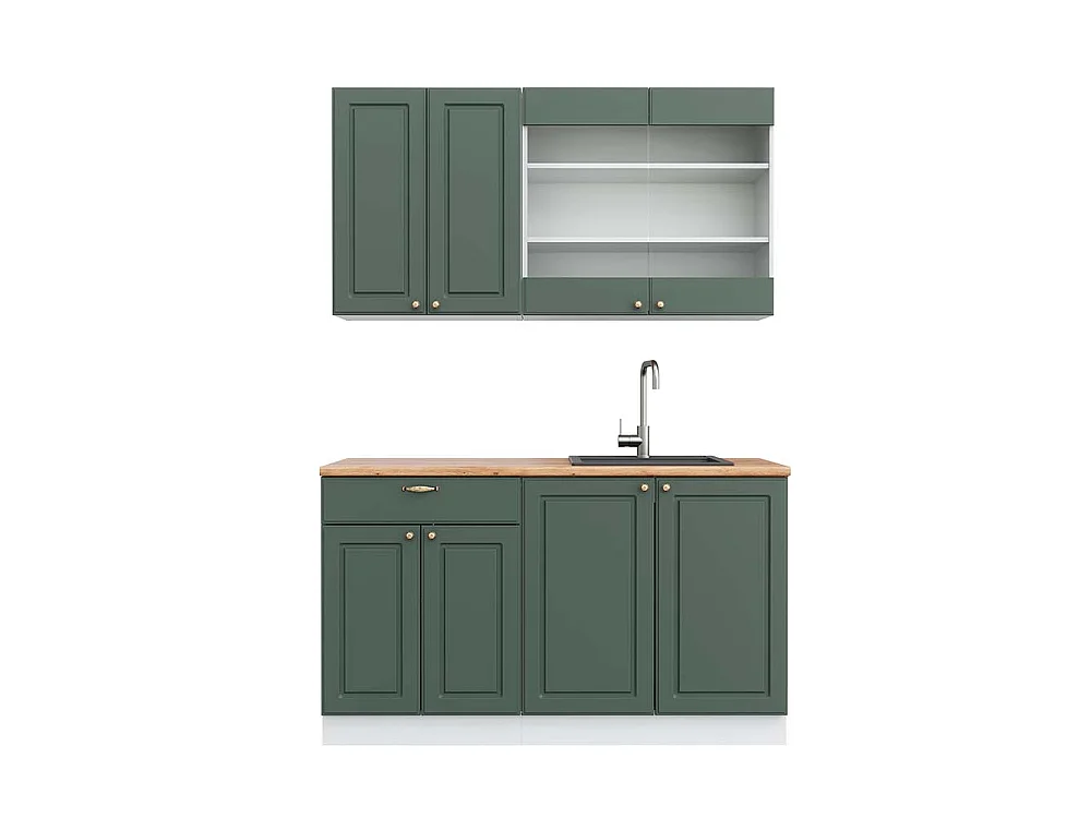 Singlekøkken grøn-guld landhus/hvid 140x60x81.6 fame-line