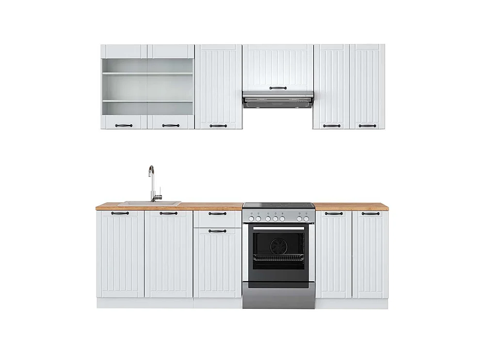 Køkkenrække hvidt landsted/hvid 240x60x81.6 fame-line