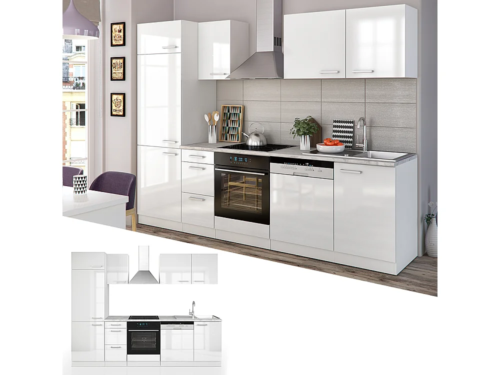 Cuisine blanc brillant/blanc 270x57.1x81.6 optima