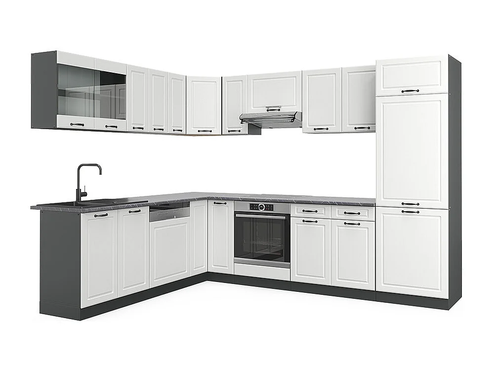 Cocina esquinera casa de campo blanca/antracita 287x60x81.6 r-line