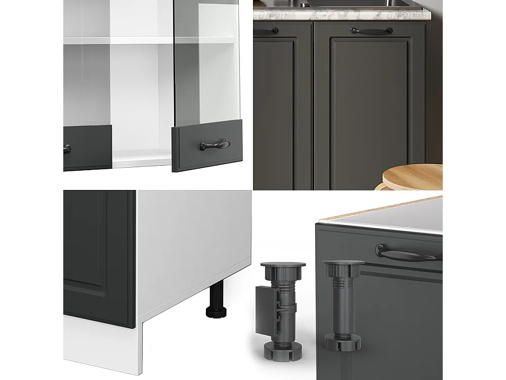Cozinha individual casa de campo antracite/branca 140x60x81.6 r-line