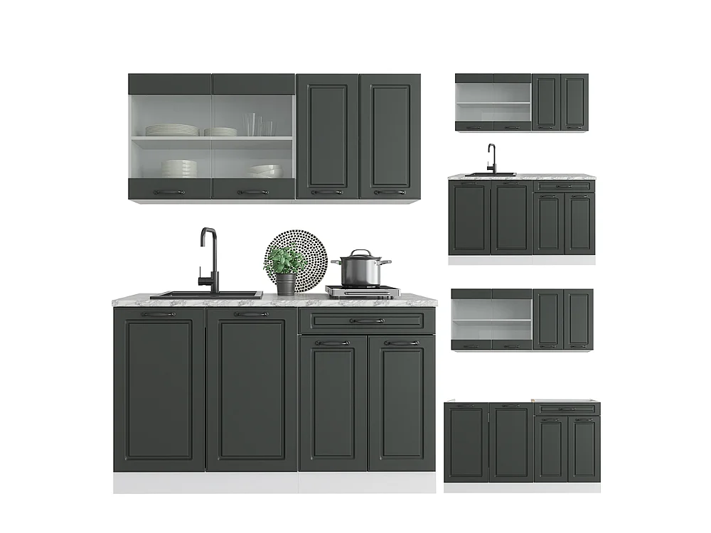 Cozinha individual casa de campo antracite/branca 140x60x81.6 r-line