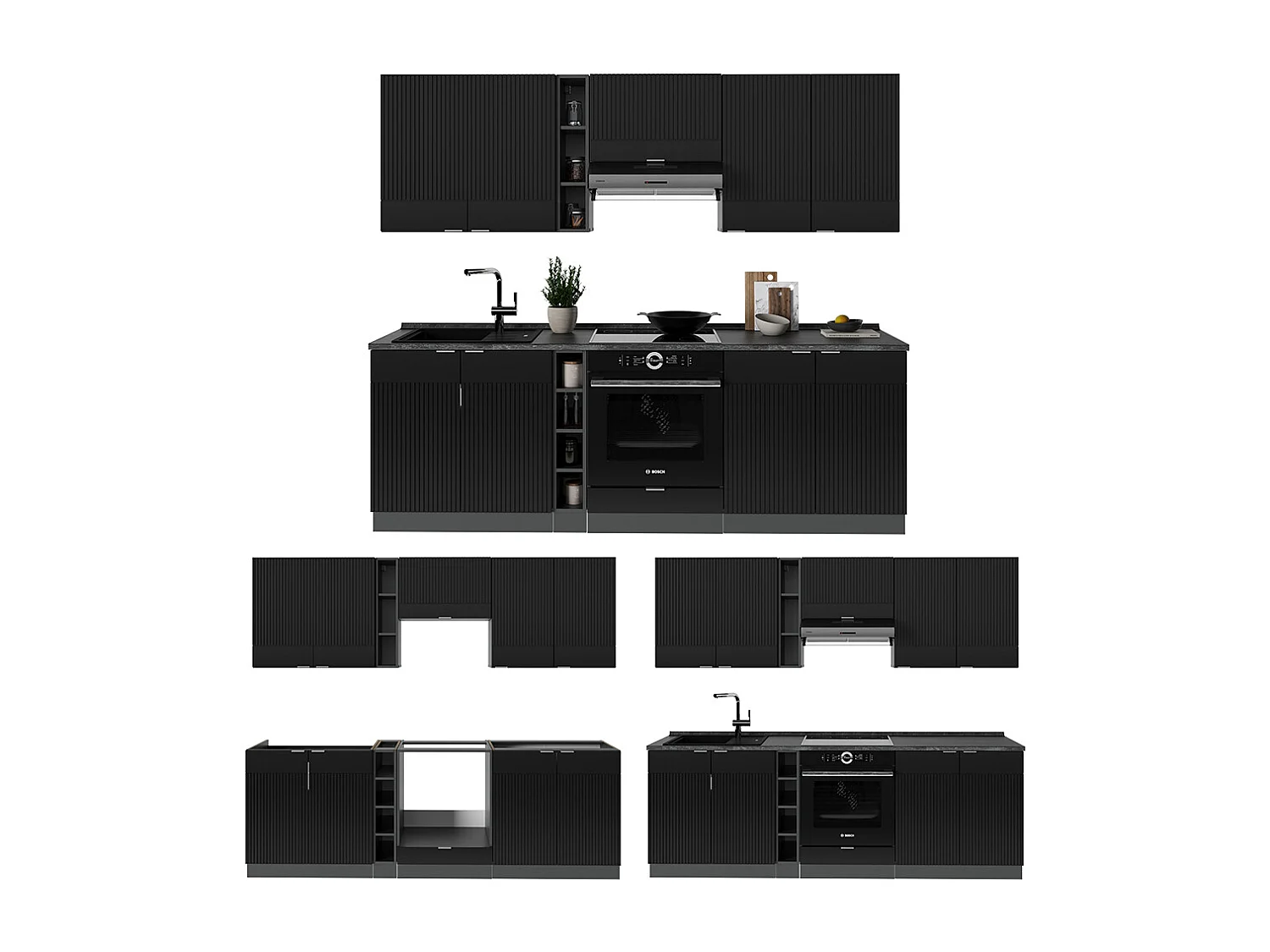 Cuisine noir rayé/anthracite 235x60x81.6 fame-line