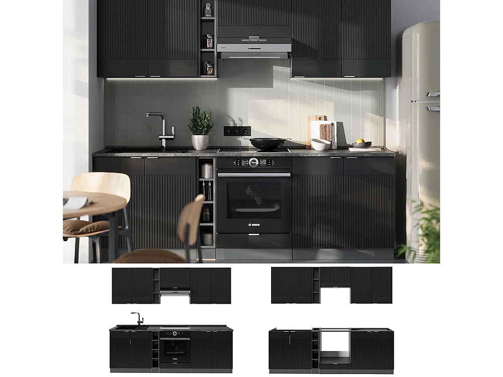 Cuisine noir rayé/anthracite 235x60x81.6 fame-line