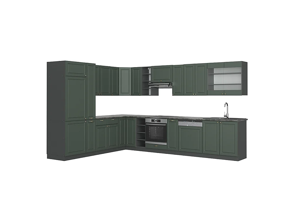 Hörnkök grönguld lanthus/antracit 347x60x81.6 fame-line