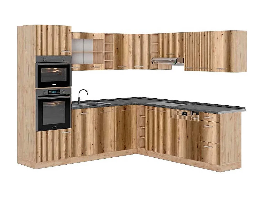 Kuchnia narożna dąb artisan/dąb goldkraft 247x60x81.6 r-line