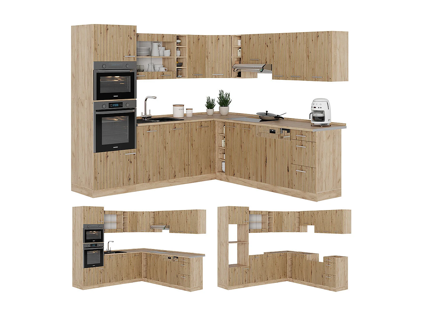 Kuchnia narożna dąb artisan/dąb goldkraft 247x60x81.6 r-line