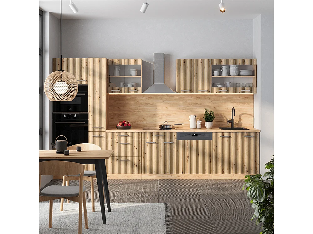 Mueble de cocina roble artesanal/roble dorado 350x60x81.6 r-line