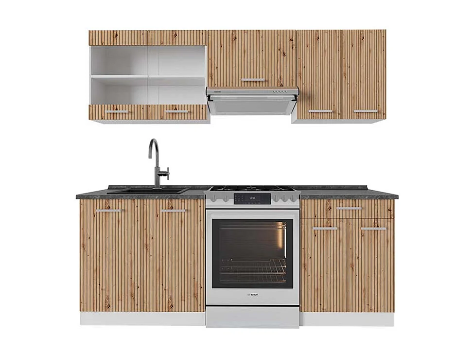 Küchenzeile artisan eiche/weiß 200x60x81.6 r-line