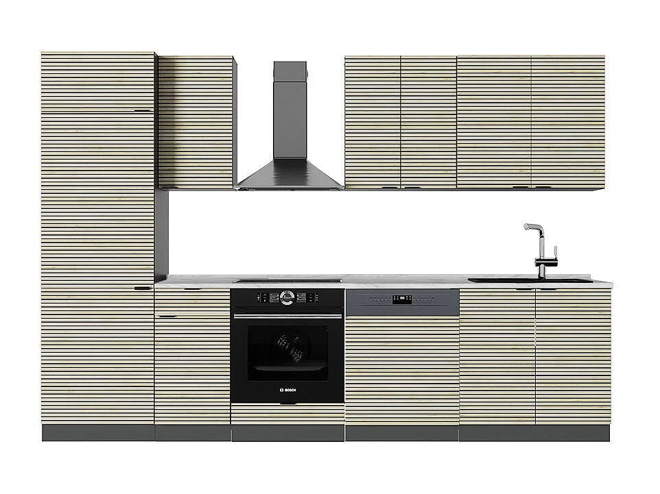 Cuisine chêne lambris/anthracite 300x60x81.6 fame-line