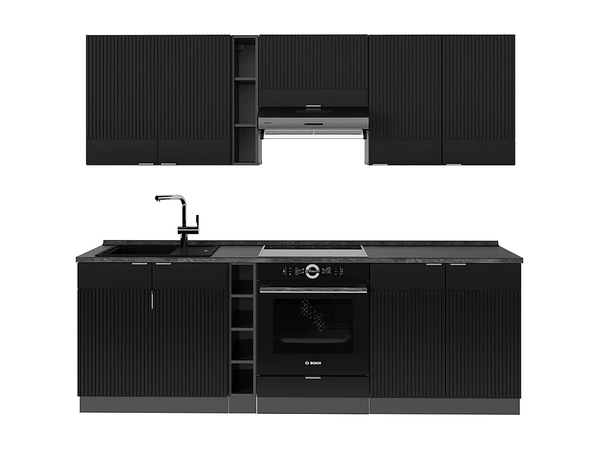 Cuisine noir rayé/anthracite 235x46x81.6 fame-line