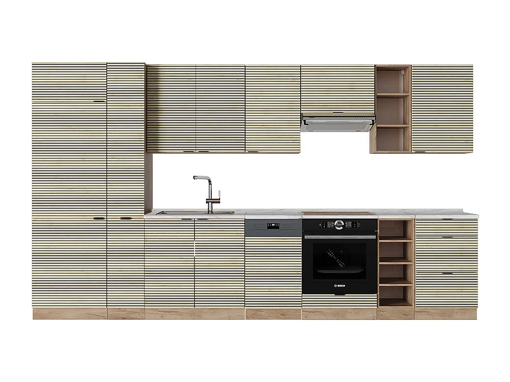 Küchenzeile eiche paneel/goldkraft eiche 355x60x81.6 fame-line