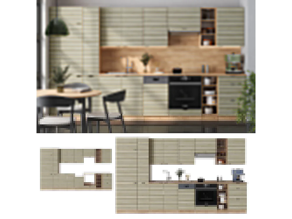 Küchenzeile eiche paneel/goldkraft eiche 355x60x81.6 fame-line