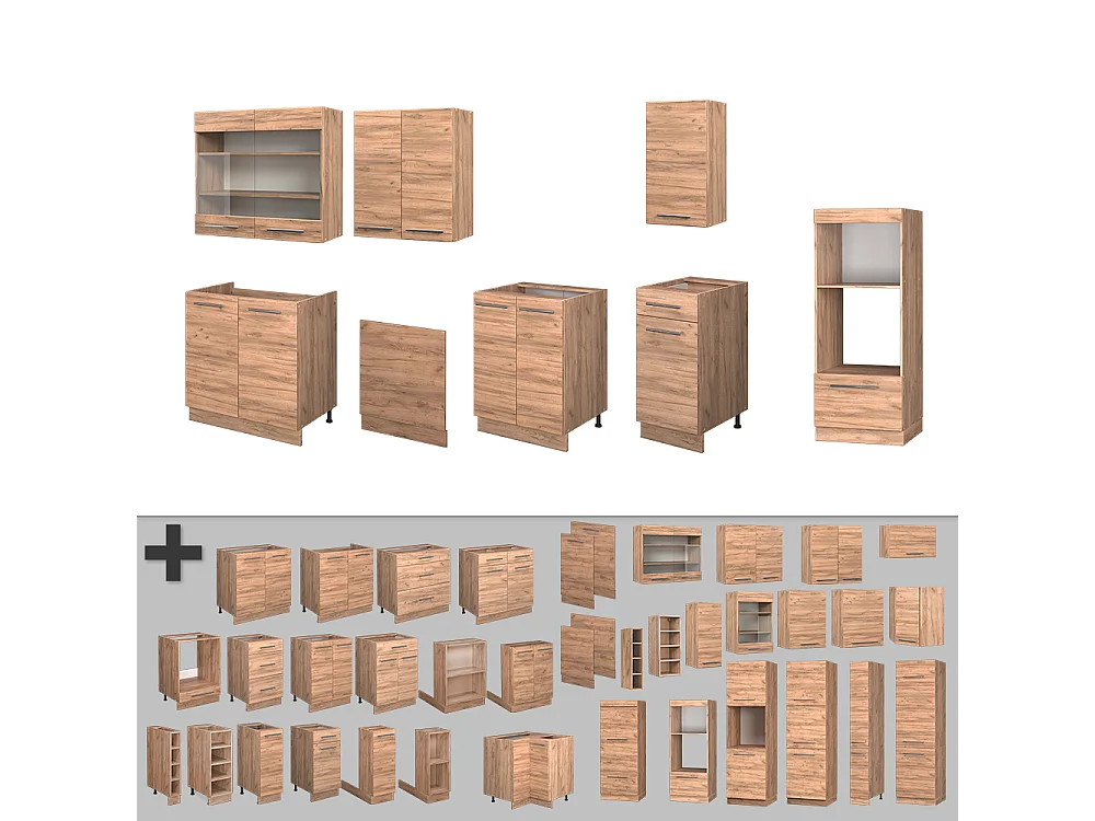 Mueble de cocina roble dorado 300x60x81.6 fame-line