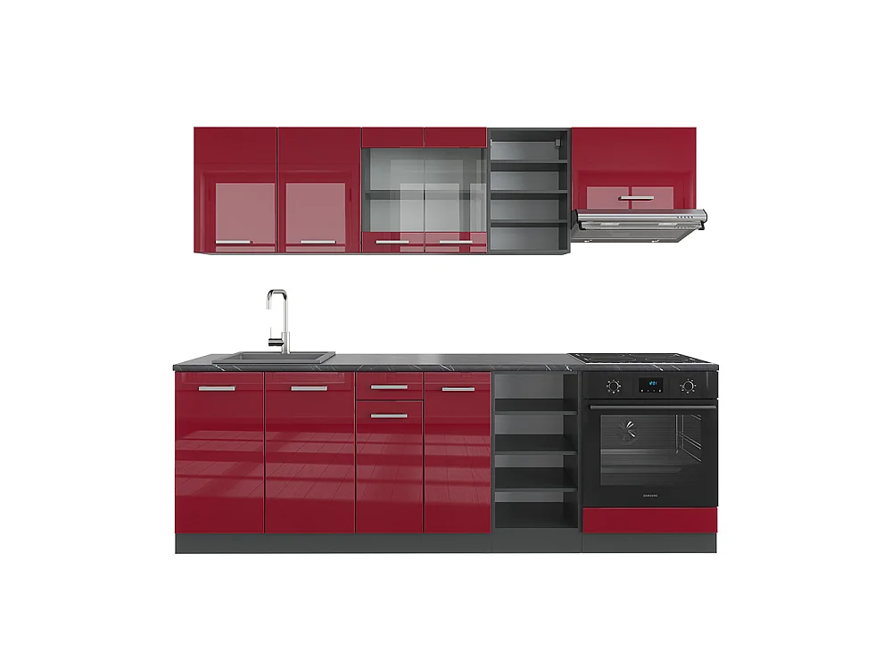 Cuisine rouge brillant/anthracite 240x60x81.6 r-line