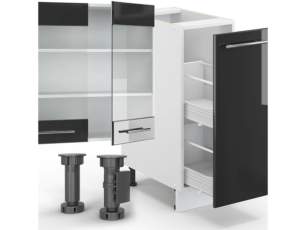 Mueble de cocina antracita brillo intenso/blanco 280x60x81.6 fame-line