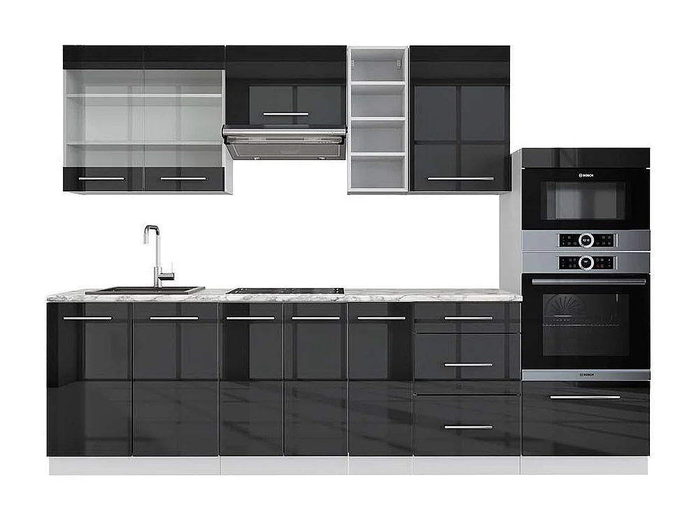 Cuisine anthracite brillant/blanc 280x60x81.6 fame-line